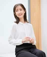 KBBCD02059 a.v.v(アー・ヴェ・ヴェ) 【洗える】ボウタイ風ブラウス ピンク