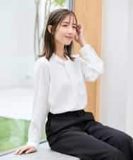 KBBCD02059 a.v.v(アー・ヴェ・ヴェ) 【洗える】ボウタイ風ブラウス ピンク