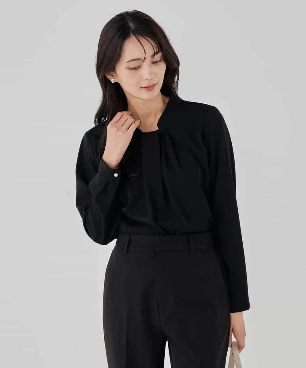 KBBCD02059 a.v.v(アー・ヴェ・ヴェ) 【洗える】ボウタイ風ブラウス ピンク