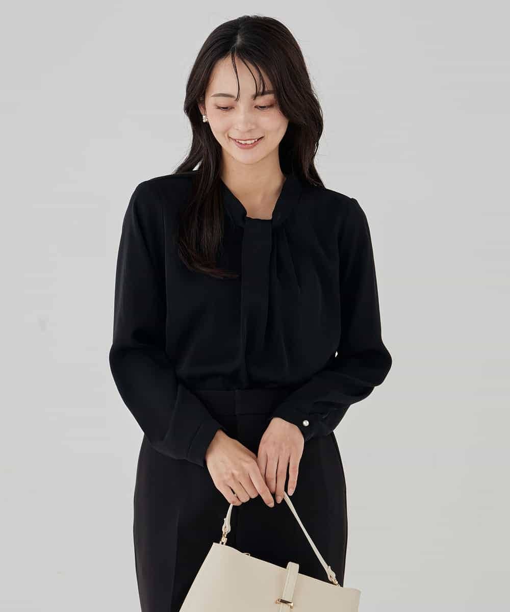 KBBCD02059 a.v.v(アー・ヴェ・ヴェ) 【洗える】ボウタイ風ブラウス ピンク