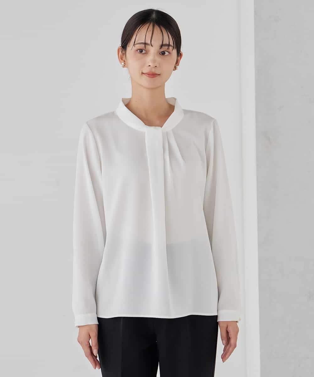 KBBCD02059 a.v.v(アー・ヴェ・ヴェ) 【洗える】ボウタイ風ブラウス ピンク