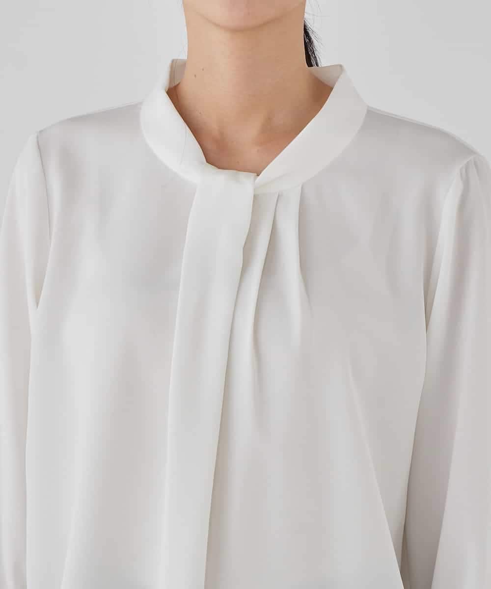 KBBCD02059 a.v.v(アー・ヴェ・ヴェ) 【洗える】ボウタイ風ブラウス ピンク