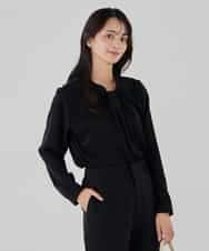 KBBCD02059 a.v.v(アー・ヴェ・ヴェ) 【洗える】ボウタイ風ブラウス ブラック