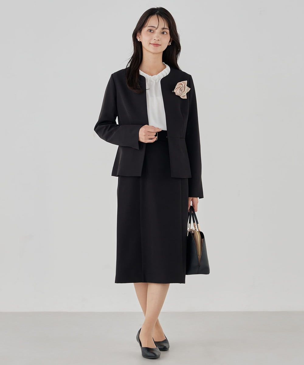 KBBCD03059 a.v.v(アー・ヴェ・ヴェ) 【洗える】タックネックブラウス ライトブルー