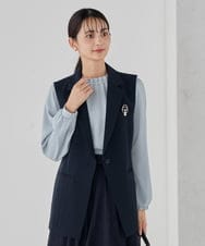 KBBCD03059 a.v.v(アー・ヴェ・ヴェ) 【洗える】タックネックブラウス ライトブルー