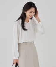 KBBCD03059 a.v.v(アー・ヴェ・ヴェ) 【洗える】タックネックブラウス ライトブルー