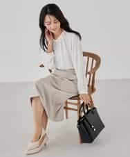 KBBCD03059 a.v.v(アー・ヴェ・ヴェ) 【洗える】タックネックブラウス ライトブルー