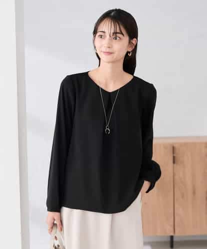 KBBCD05059 a.v.v サテンバックフレアブラウス【洗える/速乾/毛玉になりにくい/イージーケア】
