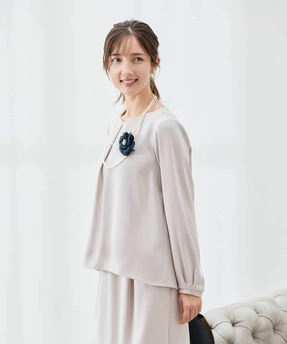 KBBCD05059 a.v.v(アー・ヴェ・ヴェ) サテンバックフレアブラウス【洗える/速乾/毛玉になりにくい/イージーケア】 ブラック