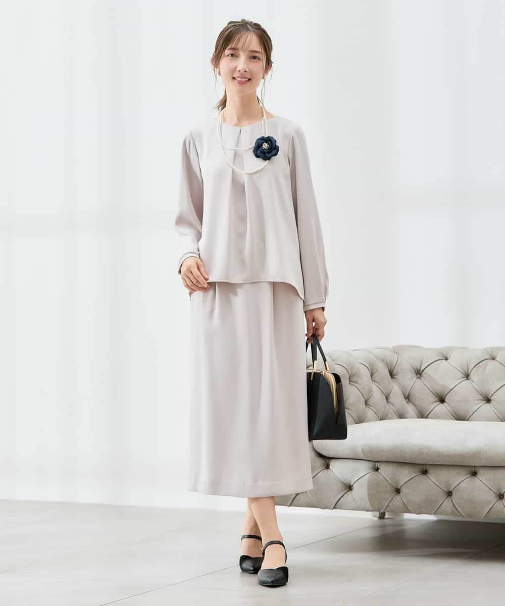 KBBCD05059 a.v.v(アー・ヴェ・ヴェ) サテンバックフレアブラウス【洗える/速乾/毛玉になりにくい/イージーケア】 ブラック