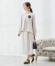 KBBCD05059 a.v.v(アー・ヴェ・ヴェ) サテンバックフレアブラウス【洗える/速乾/毛玉になりにくい/イージーケア】 ブラック