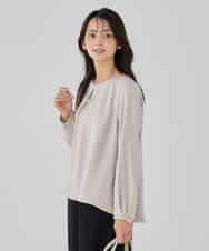 KBBCD05059 a.v.v(アー・ヴェ・ヴェ) サテンバックフレアブラウス【洗える/速乾/毛玉になりにくい/イージーケア】 ブラック