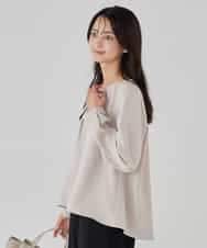 KBBCD05059 a.v.v(アー・ヴェ・ヴェ) サテンバックフレアブラウス【洗える/速乾/毛玉になりにくい/イージーケア】 ブラック