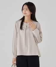 KBBCD05059 a.v.v(アー・ヴェ・ヴェ) サテンバックフレアブラウス【洗える/速乾/毛玉になりにくい/イージーケア】 ブラック