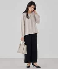 KBBCD05059 a.v.v(アー・ヴェ・ヴェ) サテンバックフレアブラウス【洗える/速乾/毛玉になりにくい/イージーケア】 ブラック