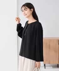 KBBCD05059 a.v.v(アー・ヴェ・ヴェ) サテンバックフレアブラウス【洗える/速乾/毛玉になりにくい/イージーケア】 ブラック