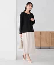 KBBCD05059 a.v.v(アー・ヴェ・ヴェ) サテンバックフレアブラウス【洗える/速乾/毛玉になりにくい/イージーケア】 ブラック