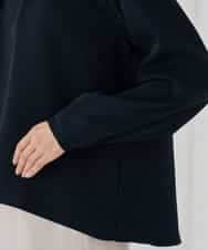 KBBCD05059 a.v.v(アー・ヴェ・ヴェ) サテンバックフレアブラウス【洗える/速乾/毛玉になりにくい/イージーケア】 ブラック