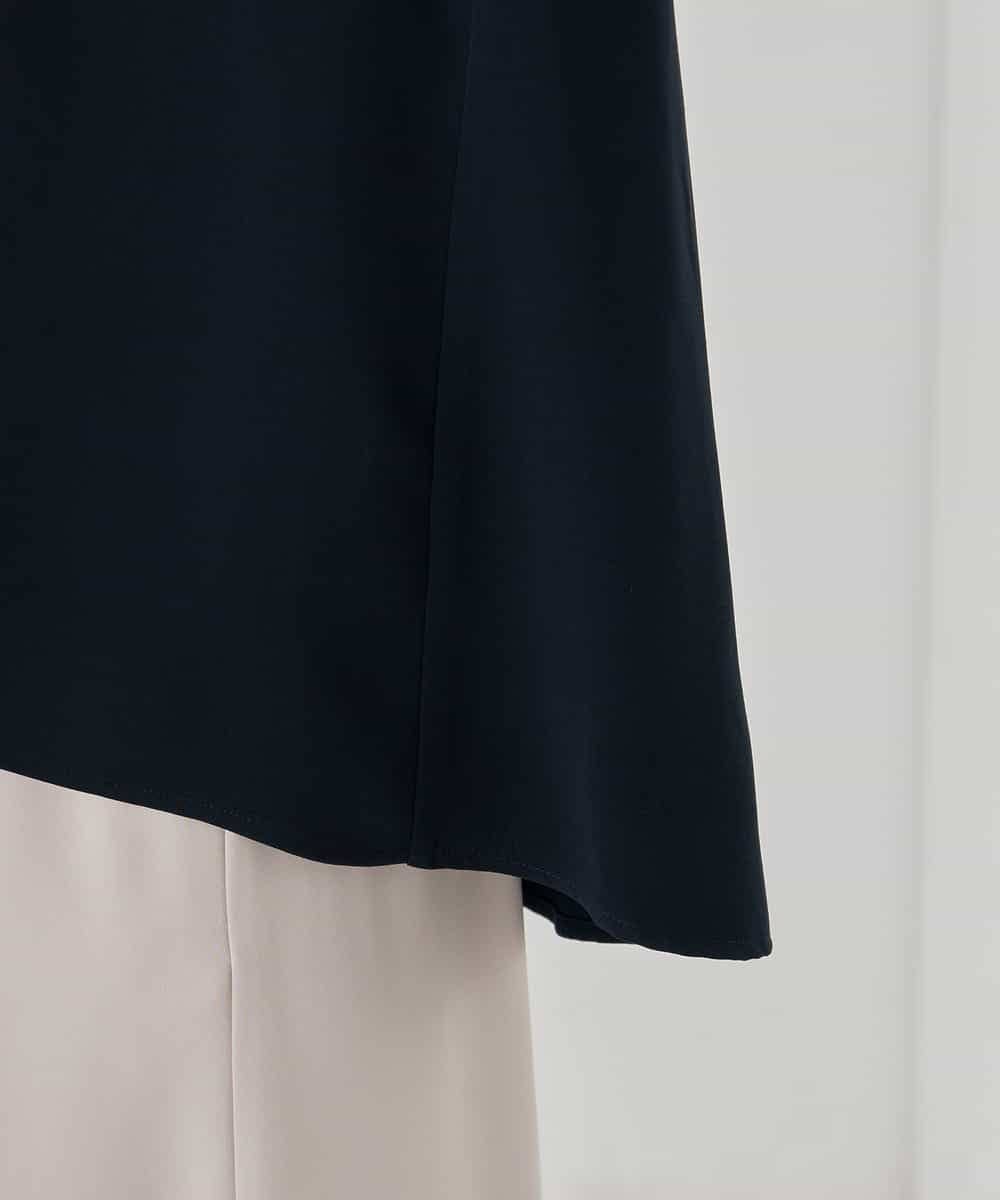 KBBCD05059 a.v.v(アー・ヴェ・ヴェ) サテンバックフレアブラウス【洗える/速乾/毛玉になりにくい/イージーケア】 ブラック