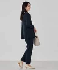 KBBCD06059 a.v.v(アー・ヴェ・ヴェ) 2WAYサテン襟付きペプラムブラウス【洗える/速乾/毛玉になりにくい/イージーケア】 ネイビー