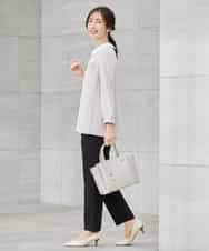 KBBCD06059 a.v.v(アー・ヴェ・ヴェ) 2WAYサテン襟付きペプラムブラウス【洗える/速乾/毛玉になりにくい/イージーケア】 ネイビー