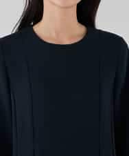 KBBCD06059 a.v.v(アー・ヴェ・ヴェ) 2WAYサテン襟付きペプラムブラウス【洗える/速乾/毛玉になりにくい/イージーケア】 ネイビー