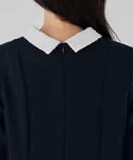 KBBCD06059 a.v.v(アー・ヴェ・ヴェ) 2WAYサテン襟付きペプラムブラウス【洗える/速乾/毛玉になりにくい/イージーケア】 ネイビー