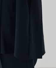 KBBCD06059 a.v.v(アー・ヴェ・ヴェ) 2WAYサテン襟付きペプラムブラウス【洗える/速乾/毛玉になりにくい/イージーケア】 ネイビー