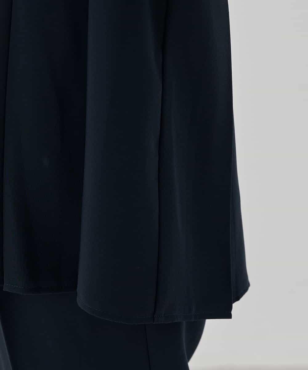 KBBCD06059 a.v.v(アー・ヴェ・ヴェ) 2WAYサテン襟付きペプラムブラウス【洗える/速乾/毛玉になりにくい/イージーケア】 ネイビー