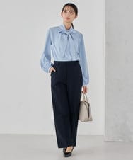 KBBCD07059 a.v.v(アー・ヴェ・ヴェ) 【洗える】2WAY袖プリーツボウタイブラウス ライトブルー