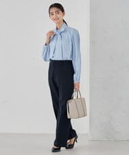 KBBCD07059 a.v.v(アー・ヴェ・ヴェ) 【洗える】2WAY袖プリーツボウタイブラウス ライトブルー