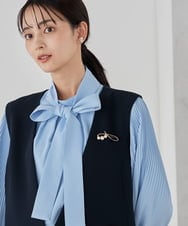 KBBCD07059 a.v.v(アー・ヴェ・ヴェ) 【洗える】2WAY袖プリーツボウタイブラウス ライトブルー