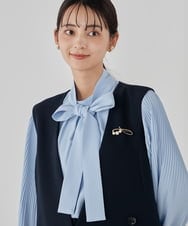 KBBCD07059 a.v.v(アー・ヴェ・ヴェ) 【洗える】2WAY袖プリーツボウタイブラウス ライトブルー