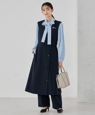 KBBCD07059 a.v.v(アー・ヴェ・ヴェ) 【洗える】2WAY袖プリーツボウタイブラウス ライトブルー