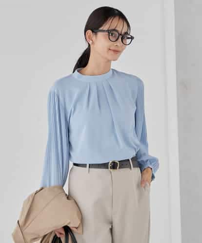 KBBCD07059 a.v.v 【洗える】2WAY袖プリーツボウタイブラウス