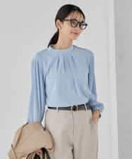 KBBCD07059 a.v.v(アー・ヴェ・ヴェ) 【洗える】2WAY袖プリーツボウタイブラウス ライトブルー