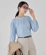 KBBCD07059 a.v.v(アー・ヴェ・ヴェ) 【洗える】2WAY袖プリーツボウタイブラウス ライトブルー