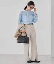 KBBCD07059 a.v.v(アー・ヴェ・ヴェ) 【洗える】2WAY袖プリーツボウタイブラウス ライトブルー