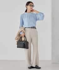 KBBCD07059 a.v.v(アー・ヴェ・ヴェ) 【洗える】2WAY袖プリーツボウタイブラウス ライトブルー