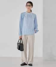 KBBCD07059 a.v.v(アー・ヴェ・ヴェ) 【洗える】2WAY袖プリーツボウタイブラウス ライトブルー