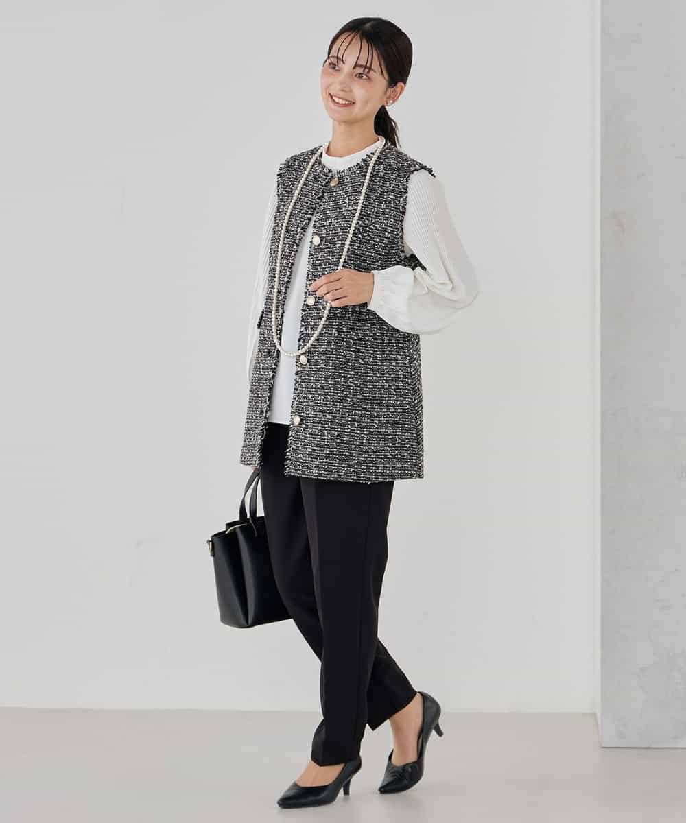 KBBCD07059 a.v.v(アー・ヴェ・ヴェ) 【洗える】2WAY袖プリーツボウタイブラウス ライトブルー