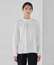 KBBCD07059 a.v.v(アー・ヴェ・ヴェ) 【洗える】2WAY袖プリーツボウタイブラウス ライトブルー