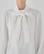 KBBCD07059 a.v.v(アー・ヴェ・ヴェ) 【洗える】2WAY袖プリーツボウタイブラウス ライトブルー