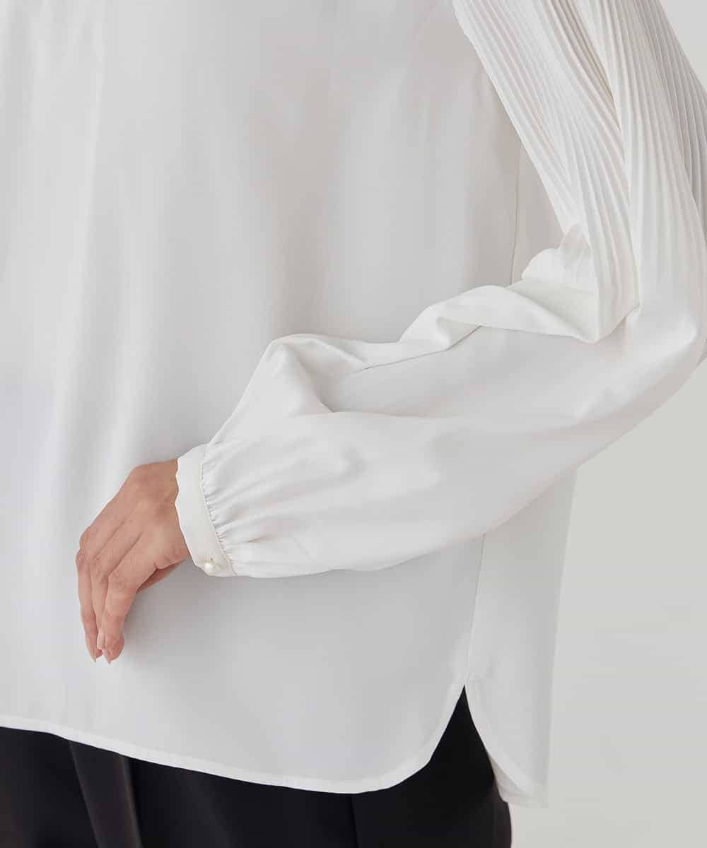 KBBCD07059 a.v.v(アー・ヴェ・ヴェ) 【洗える】2WAY袖プリーツボウタイブラウス ライトブルー