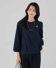 KBBCD08059 a.v.v(アー・ヴェ・ヴェ) ジャガードコクーンブラウス ネイビー