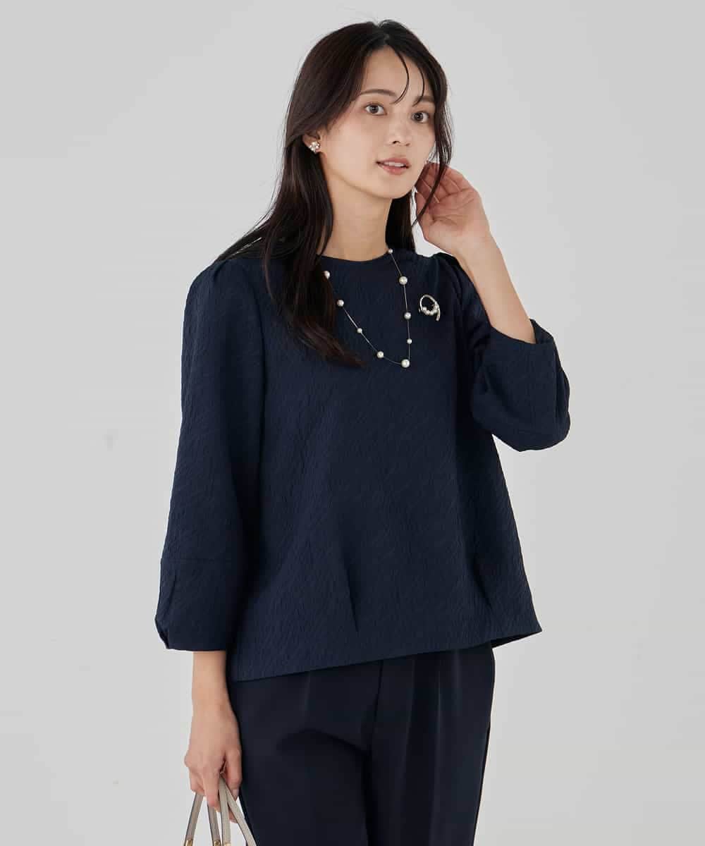 KBBCD08059 a.v.v(アー・ヴェ・ヴェ) ジャガードコクーンブラウス アイボリー