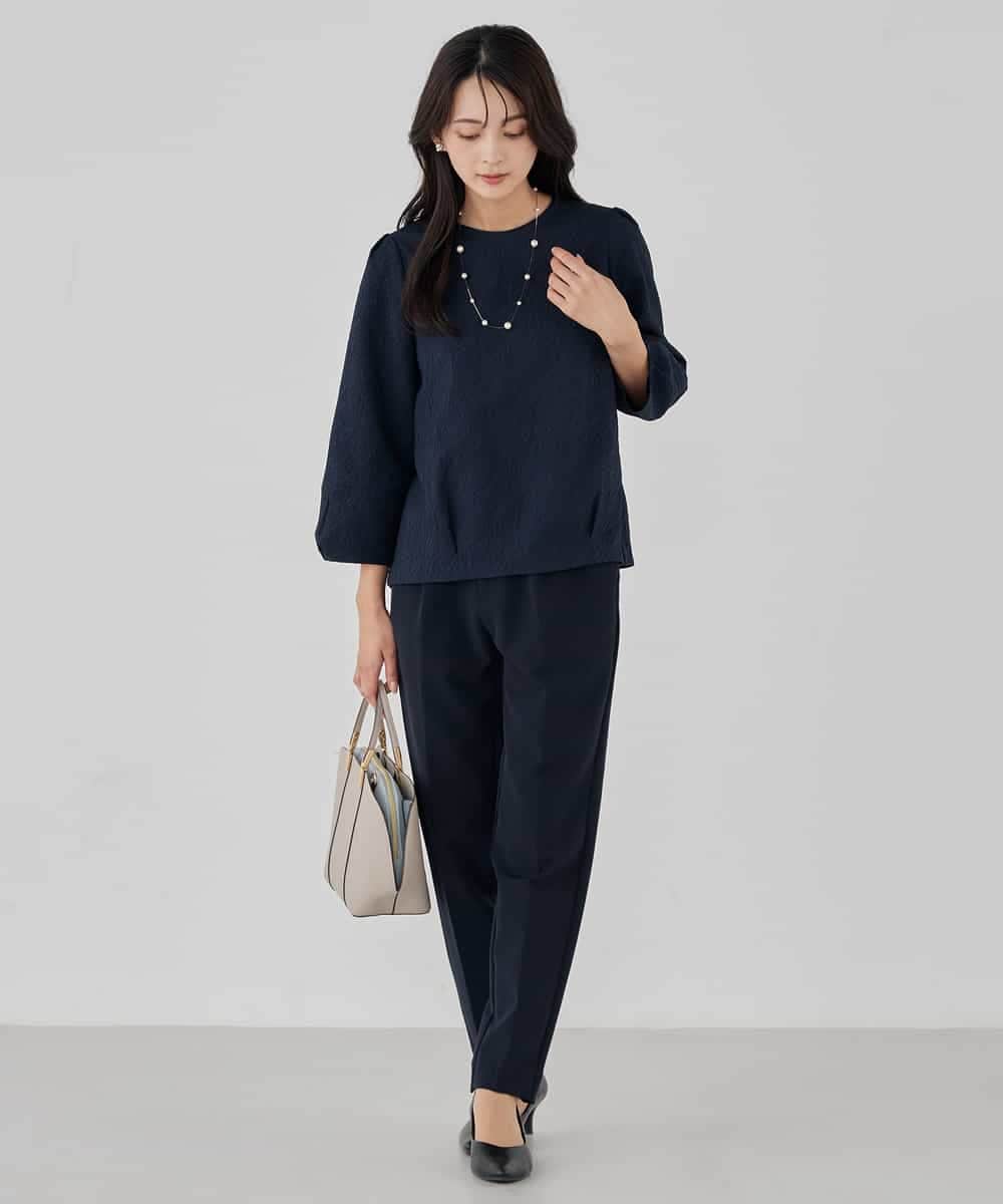 KBBCD08059 a.v.v(アー・ヴェ・ヴェ) ジャガードコクーンブラウス アイボリー