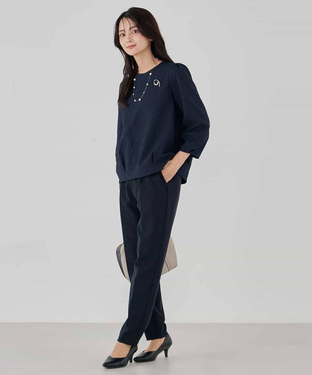 KBBCD08059 a.v.v(アー・ヴェ・ヴェ) ジャガードコクーンブラウス アイボリー