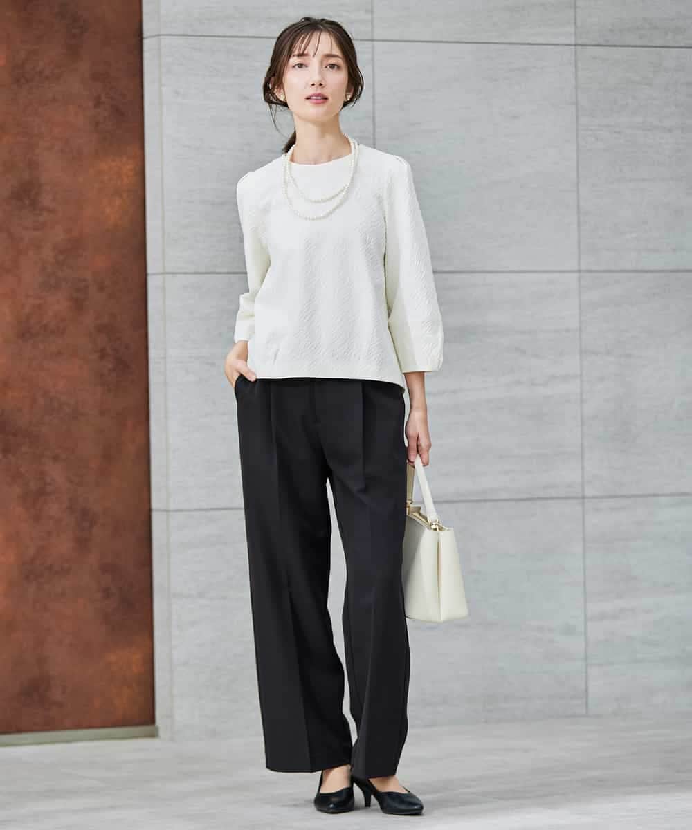 KBBCD08059 a.v.v(アー・ヴェ・ヴェ) ジャガードコクーンブラウス アイボリー