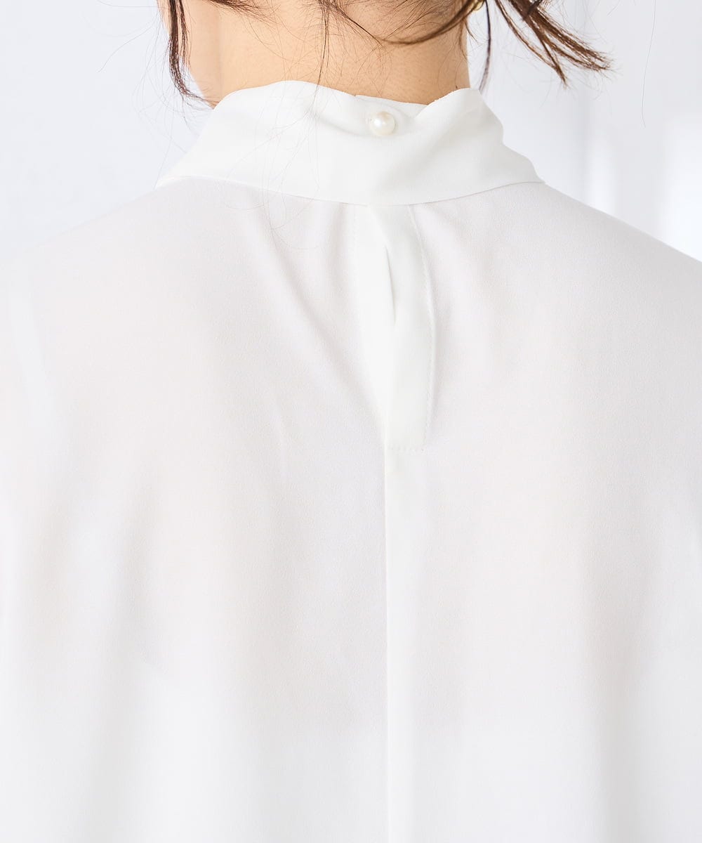 KBBCD14059 a.v.v(アー・ヴェ・ヴェ) 【洗える】2WAY袖プリーツボウタイブラウス ホワイト